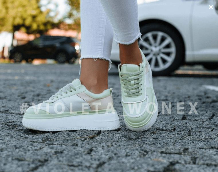 Зимові кросівки Violeta жіночі зелені з білим 166-60 green фото