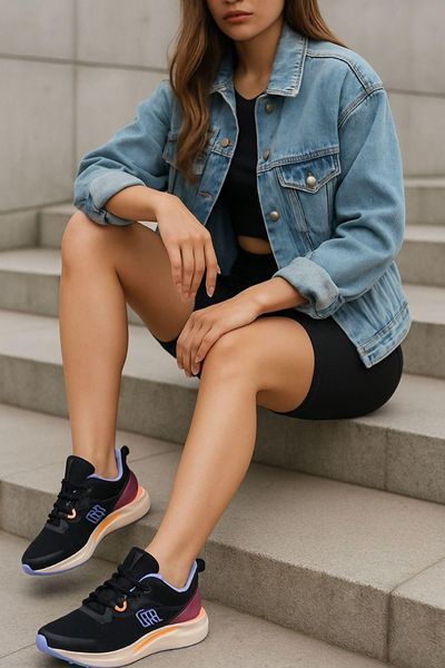 Женские кроссовки Restime текстильные черные на пене 24070 black фото