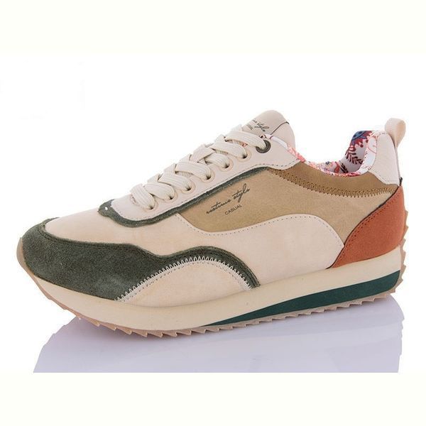 Restime Casual кожаные женские кроссовки бежевые JWO24373 beige-khaki фото